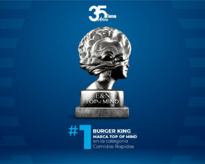 Burger King alcanza el primer lugar en recordación de marca entre los hondureños, según el estudio Top of Mind.